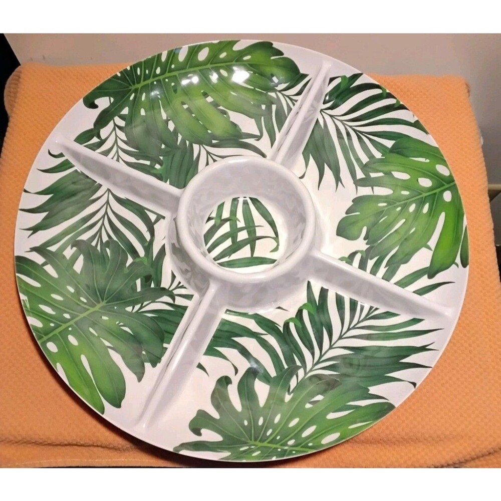 Tommy Bahama Round Tropical Melamine 5 Slot Serving Platter Excellent - Picture 3 of 8